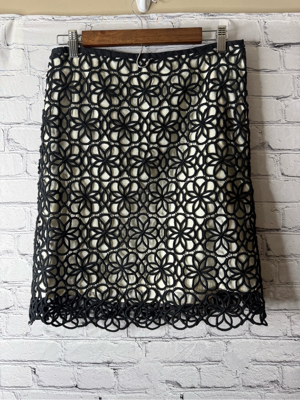 Anthropologie postmark Black Lace Floral Pencil Skirt - Women 8